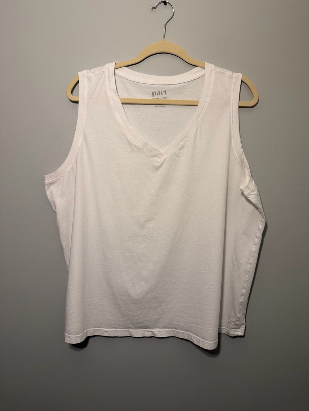 Pact White V-Neck Tank Top